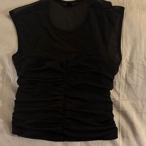 Dynamite Black Ruched Sleeveless Blouse